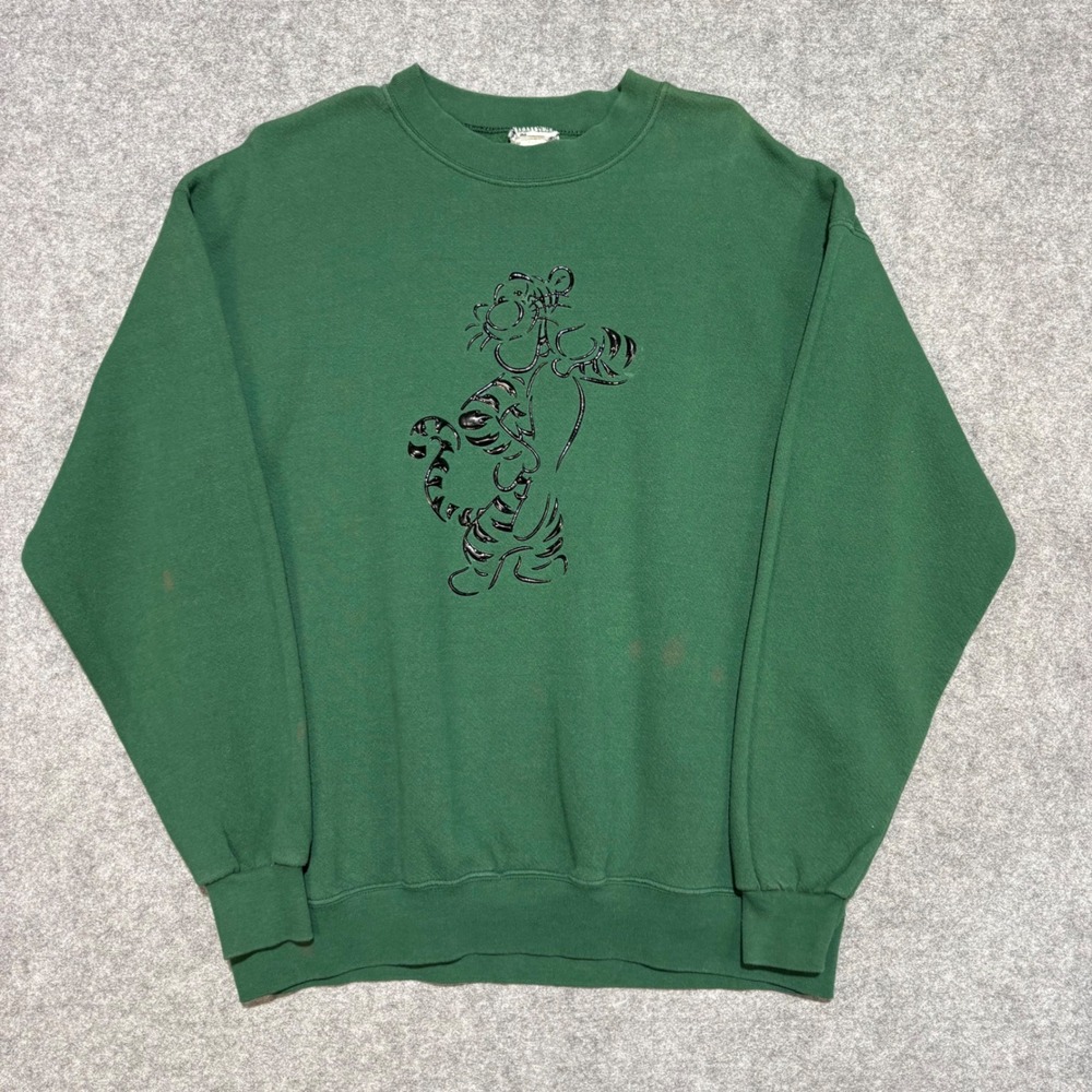 Vintage Disney Tigger Green Puff Print Crewneck Sweatshirt Large